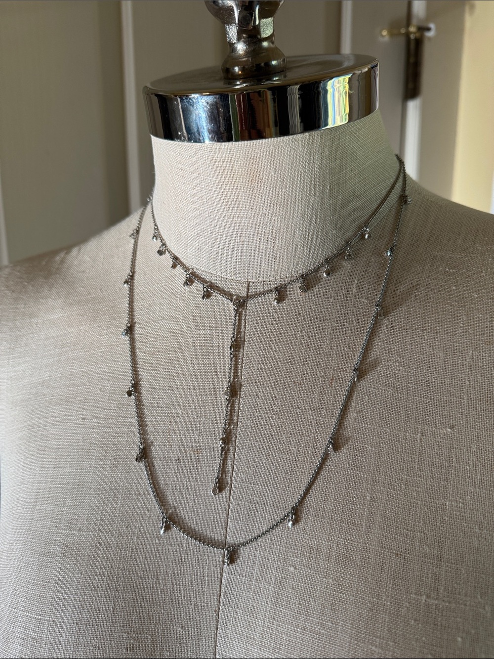 Atelier Swarovski Silver Layered Teardrop Necklace